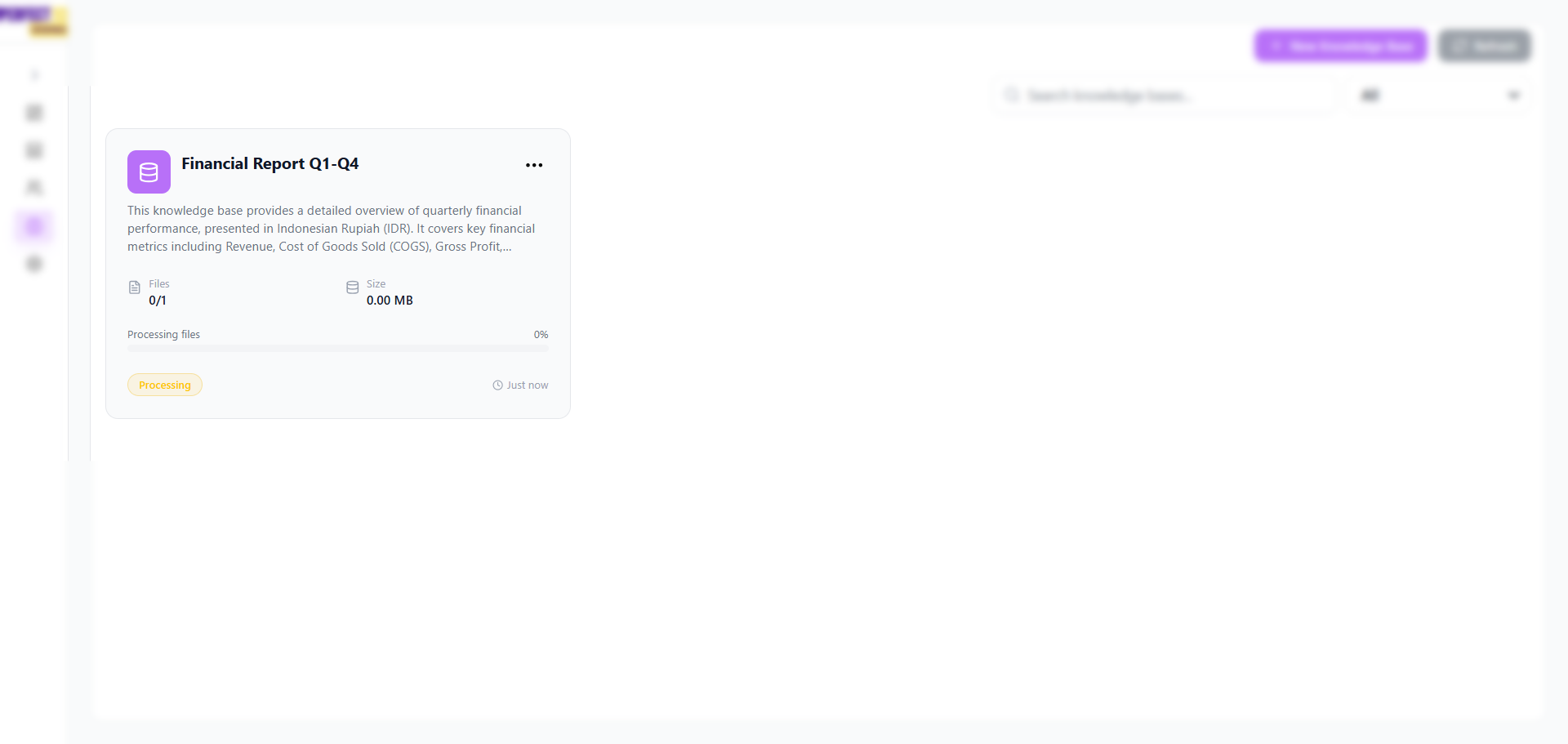 Kartu knowledge base dengan lencana status